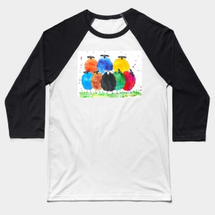 Quirky Colourful Sheep Baseball T-Shirt